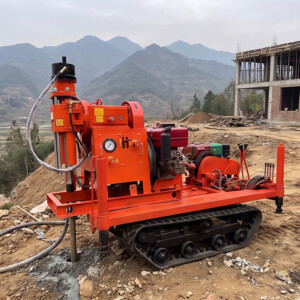 Installing drill bit at the bottom of the drill string on the grouting reinforcement drilling rig