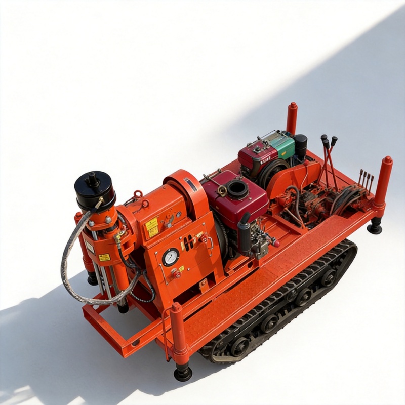 Diesel-powered tracked grouting drill front view showing rotator assembly - Yunyi Cang