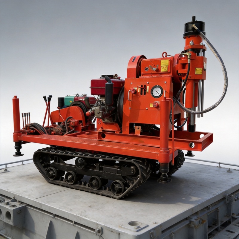 Crawler-mounted grouting drilling rig rear view with hydraulic system - Yunyi Cang