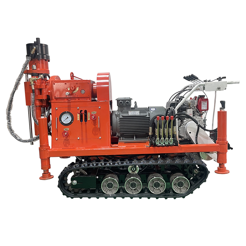 Small tracked grouting rig front view with rotator and feed system - Yunyi Cang