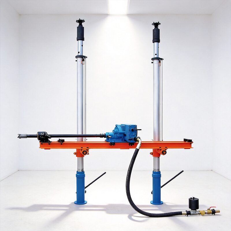 ZQJC Series Double-Column Drill - Feed System View ZQJC Series double-column pneumatic drill with independent feed motor and rotary control valve for stepless speed regulation - Yunyi Cang
