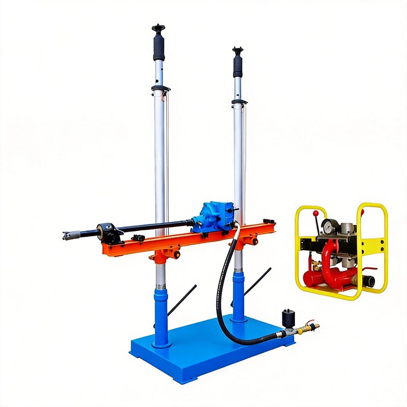 ZQJC Series double-column pneumatic frame drill performing water and gas detection in underground coal mine roadway with control console operation - Yunyi Cang