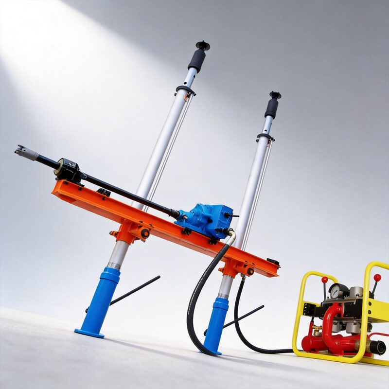 ZQJC Series double-column pneumatic drilling rig with 360° guide rail rotation and ±90° angle adjustment via rotary control valve - Yunyi Cang