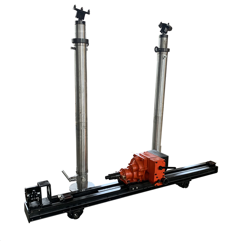 ZQJC Series Double-Column Drill - Side Stability View Side view of ZQJC Series double-column pneumatic drill showing dual-prop support system with diagonal braces for enhanced stability - Yunyi Cang