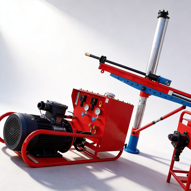 ZY Series Frame Drill - Rotation Mechanism View ZY Series rotary drill demonstrating 360° adjustment between guide rail and prop for ±90° drilling angle positioning - Yunyi Cang