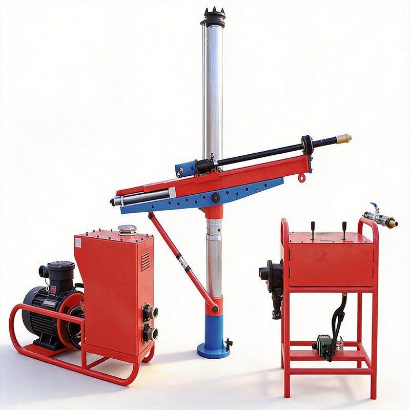 ZY Series Frame Drill - Side Prop View Side view of ZY Series frame-mounted rotary drill showing high-strength alloy steel hydraulic prop and guide rail assembly - Yunyi Cang
