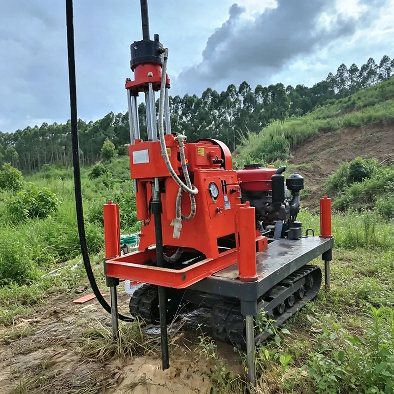 diesel powered crawler grouting rig working at a remote construction site